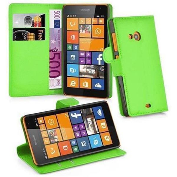Cadorabo Cover Per Nokia Lumia 535 Cover Protettiva In Verde Custodia Per Cellulare Cover Chiusura Magnetica-image
