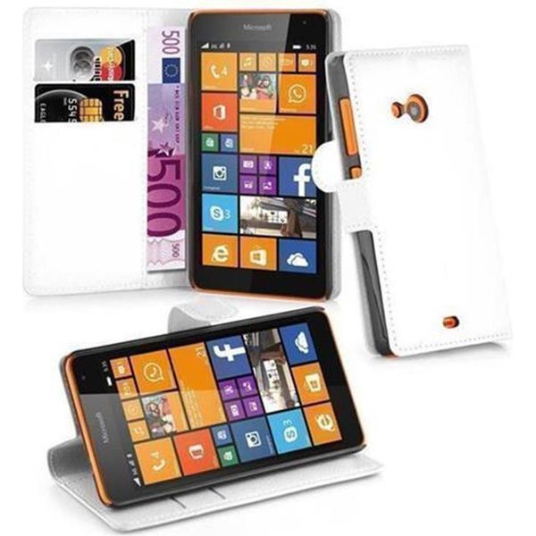 Cadorabo Cover Per Nokia Lumia 535 Cover Protettiva In Bianco Custodia Per Cellulare Cover Chiusura Magnetica-image