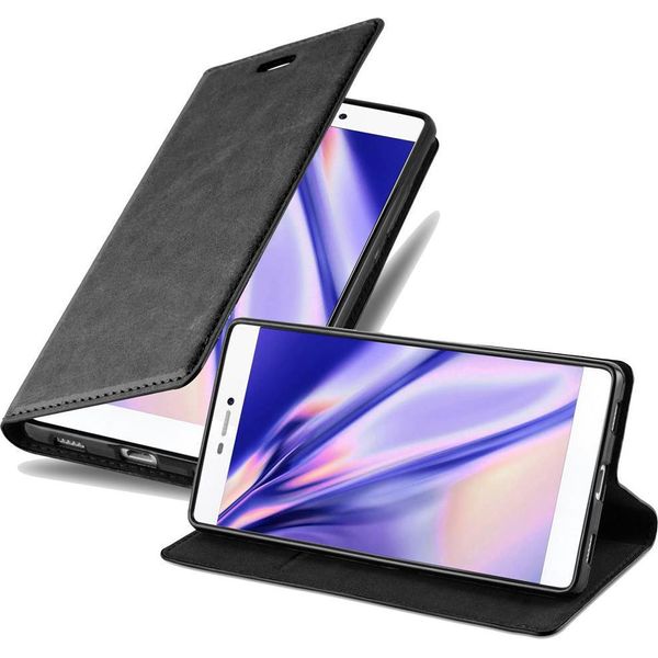 Cadorabo Cover Per Huawei P8 Cover Protettiva In Nero Custodia Per Cellulare Cover Chiusura Magnetica-image