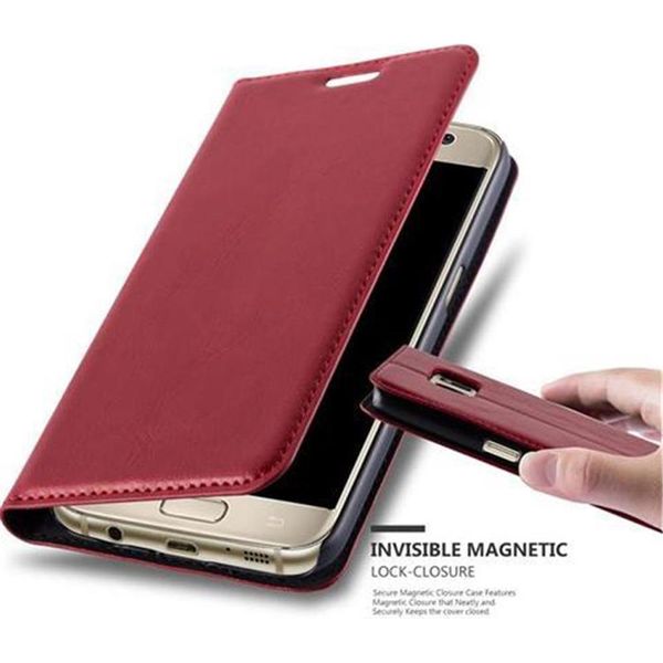 Cadorabo Custodia Per Samsung Galaxy S7 Custodia Protettiva In Rosso Custodia Per Cellulare Cover Chiusura Magnetica-image