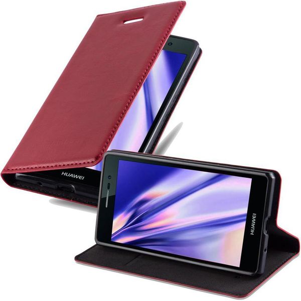Cadorabo Custodia Per Huawei Ascend P7 Custodia Protettiva In Rosso Custodia Per Cellulare Cover Chiusura Magnetica-image