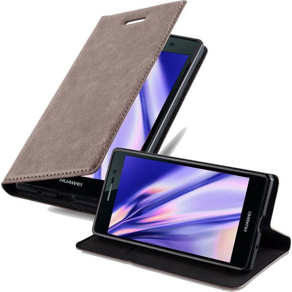 Cadorabo Cover Per Huawei Ascend P7 Cover Protettiva In Marrone Custodia Per Cellulare Cover Chiusura Magnetica-image