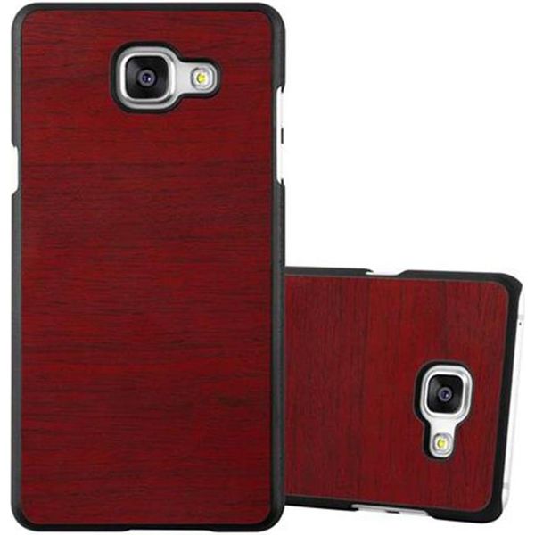 Cadorabo Cover Per Samsung Galaxy A3 2016 Cover Protettiva In Rosso Custodia Rigida In Legno Look Cover Per Cellulare-image