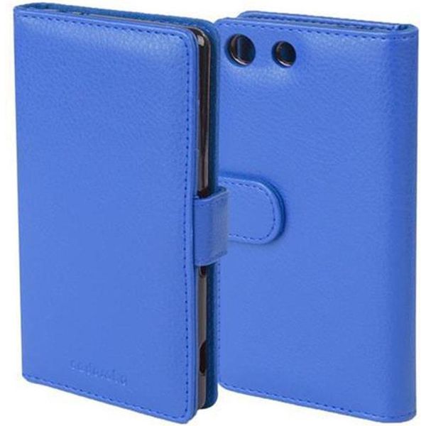 Cadorabo Custodia Per Sony Xperia M5 In Blu Cover Posteriore Telefono Cellulare Protettivo Copertura Libro Custodia Libretto Slot Per Schede-image
