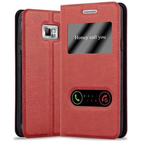 Cadorabo Custodia Protettiva Per Samsung Galaxy S2 / S2 Plus Custodia In Rosso Custodia Per Cellulare Custodia A Libro Cover Case-image