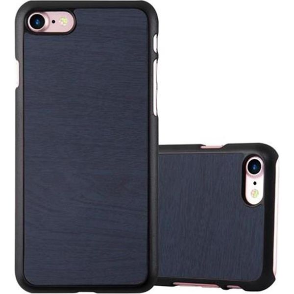 Custodia Cadorabo Per Apple Iphone 7 / 7S / 8 / Se 2020 Copertura Protettiva In Blu Custodia Rigida In Legno Look Custodia Del Telefono Cellulare-image