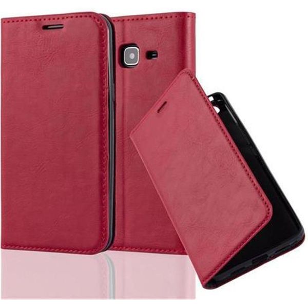 Cadorabo Custodia Per Samsung Galaxy J3 2016 Custodia Protettiva In Rosso Custodia Per Cellulare Cover Chiusura Magnetica-image