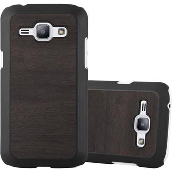 Cadorabo Cover Per Samsung Galaxy J1 2015 Cover Protettiva In Nero Custodia Rigida Look Legno Telefono Cellulare Cover-image
