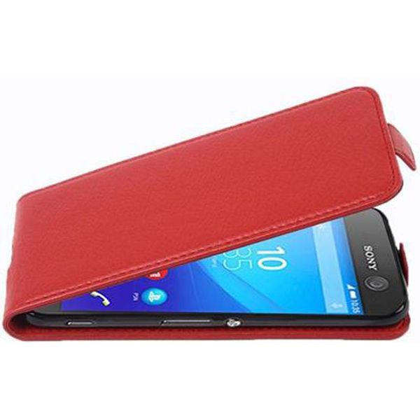 Cadorabo Custodia Protettiva Per Sony Xperia M5 In Rosso Custodia Per Telefono Cellulare Flip Case Cover In Similcuoio-image