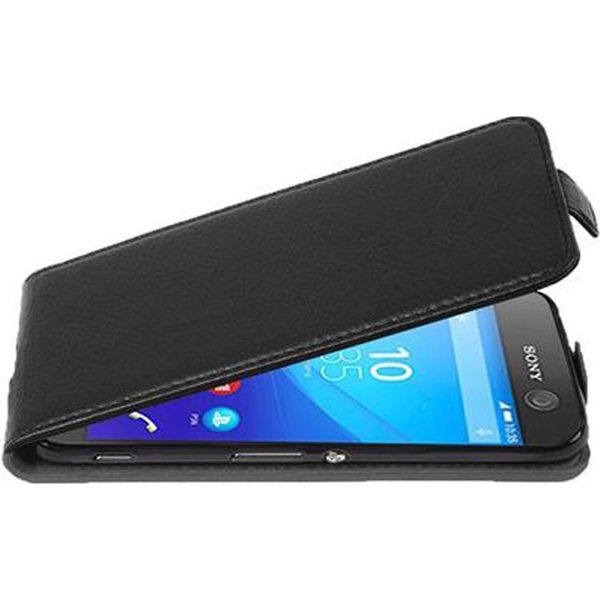 Cadorabo Custodia Protettiva Per Sony Xperia M5 Cover In Nero Flip Case Custodia Del Telefono Cellulare Case Cover Imitazione Pelle-image