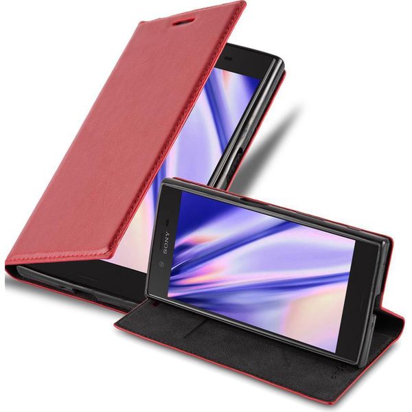 Cadorabo Custodia Per Sony Xperia Xz / Xzs Cover Protettiva In Rosso Custodia Per Cellulare Cover Chiusura Magnetica-image