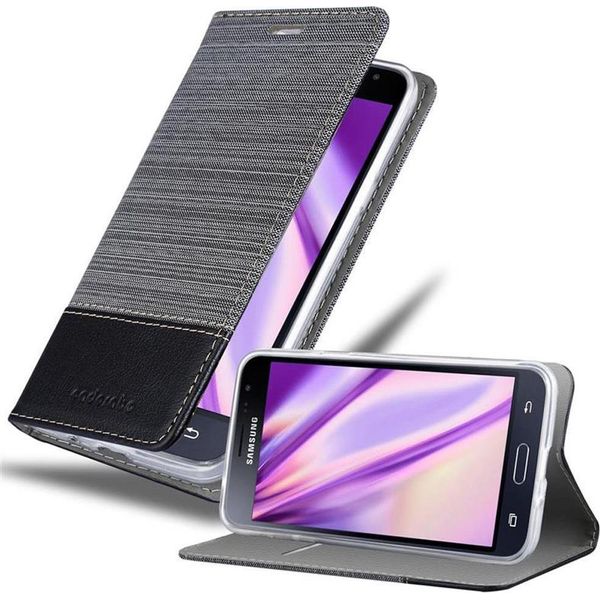Cadorabo Custodia Per Samsung Galaxy J3 2016 Custodia Protettiva In Grigio Custodia Per Cellulare Custodia A Libro Cover-image