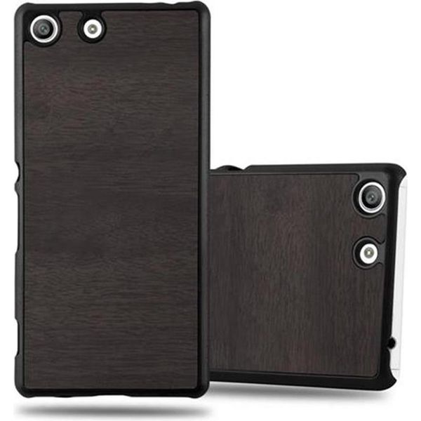 Cadorabo Cover Per Sony Xperia M5 Cover Protettiva In Nero Custodia Rigida Look Legno Telefono Cellulare-image