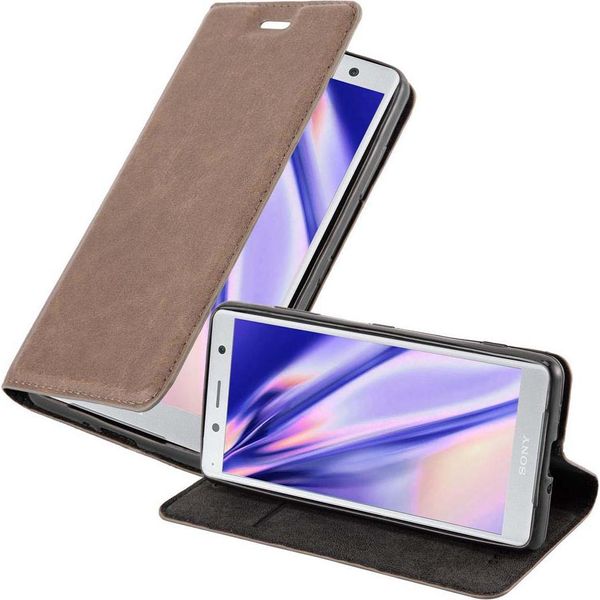 Cadorabo Custodia Per Sony Xperia XZ2 Custodia Protettiva In Marrone Custodia Per Telefono Cellulare Cover Chiusura Magnetica-image