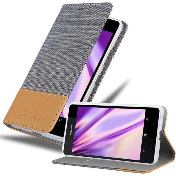 Cadorabo Custodia Per Nokia Lumia 950 Custodia Protettiva In Grigio Custodia Per Cellulare Custodia A Libro Cover-image