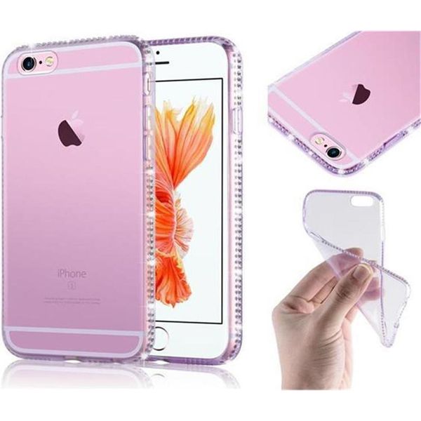 Cadorabo Custodia Per Apple Iphone 6 / 6S Custodia Protettiva In Viola Custodia Cover Tpu Silicone Strass Telefono Cellulare Custodia-image