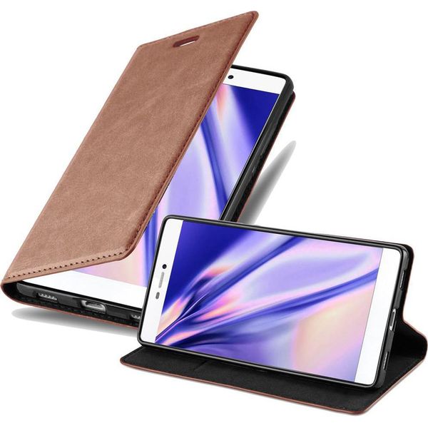 Cadorabo Custodia Per Huawei P8 Custodia Protettiva In Marrone Custodia Per Cellulare Cover Chiusura Magnetica-image