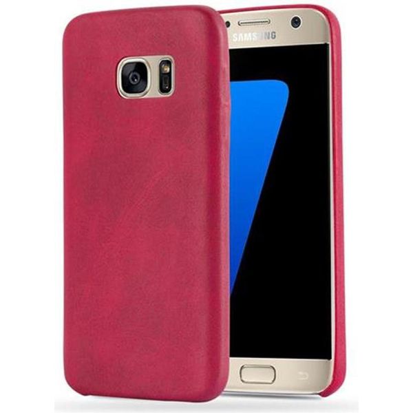 Cadorabo Custodia Protettiva Per Samsung Galaxy S7 Cover In Rosso Custodia Rigida Cover Per Telefono Cellulare Custodia In Ecopelle-image