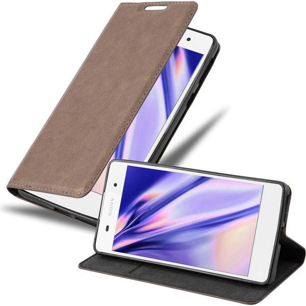 Cadorabo Custodia Per Sony Xperia E5 Custodia Protettiva In Marrone Custodia Per Cellulare Cover Chiusura Magnetica-image