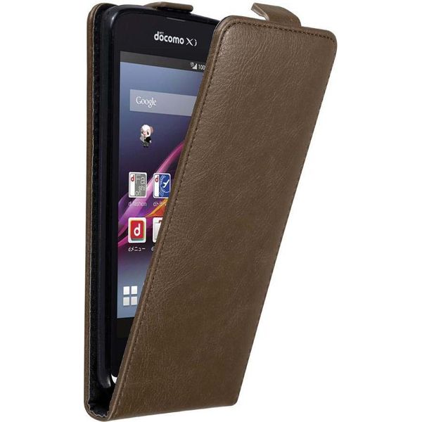 Custodia Cadorabo Per Sony Xperia Z1 Compact Custodia Protettiva In Marrone Custodia Flip Per Telefono Cellulare Custodia Cover-image