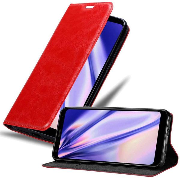 Cadorabo Cover Per Lg Q7 / Q7A / Q7+ Cover Protettiva In Rosso Custodia Per Cellulare Cover Chiusura Magnetica-image