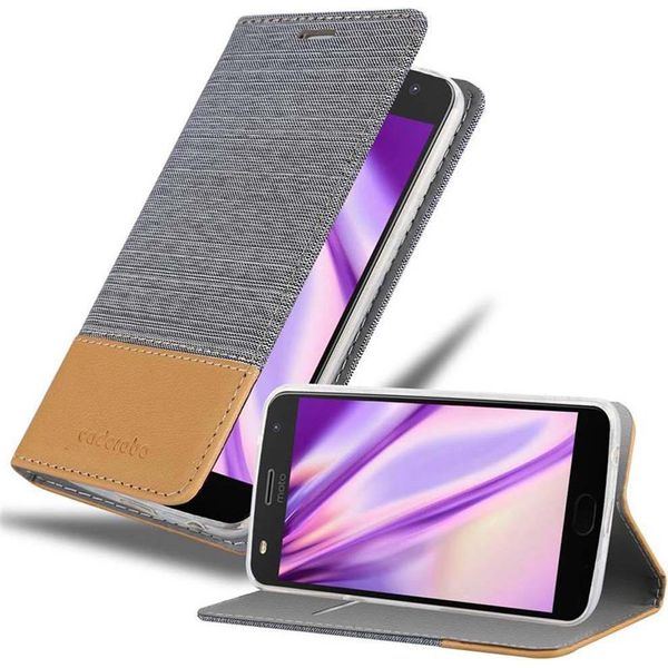Cadorabo Custodia Per Motorola Moto Z2 Play / Z2 Force Custodia Protettiva In Grigio Custodia Per Cellulare Custodia A Libro Cover-image