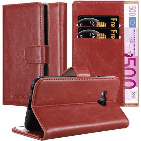 Cadorabo Cover Per Htc U Play Cover Protettiva In Rosso Cover Per Telefono Cellulare Cover A Libro Case Case-image