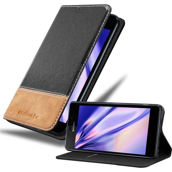 Cadorabo Custodia Per Sony Xperia M2 / M2 Aqua Custodia Protettiva In Nera Shandy Case Book Case Etui-image