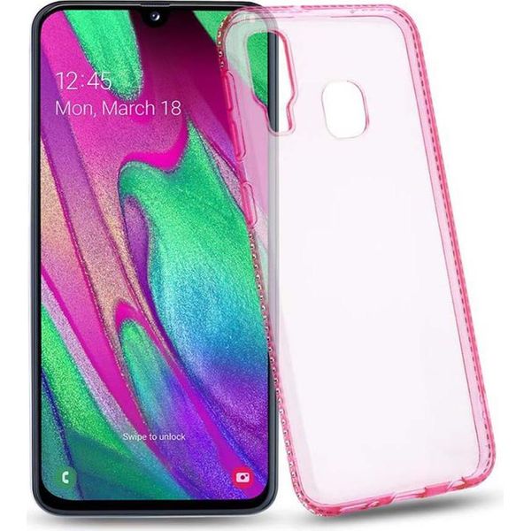 Cadorabo Custodia Per Samsung Galaxy A40 Custodia Protettiva In Rosa Custodia Cover Tpu Silicone Strass Telefono Cellulare Etui-image