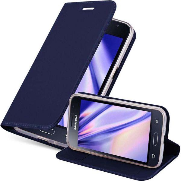 Cadorabo Custodia Per Cellulare Per Samsung Galaxy J1 2015 Custodia Protettiva In Blu Cover Etui Book Case Booklet-image