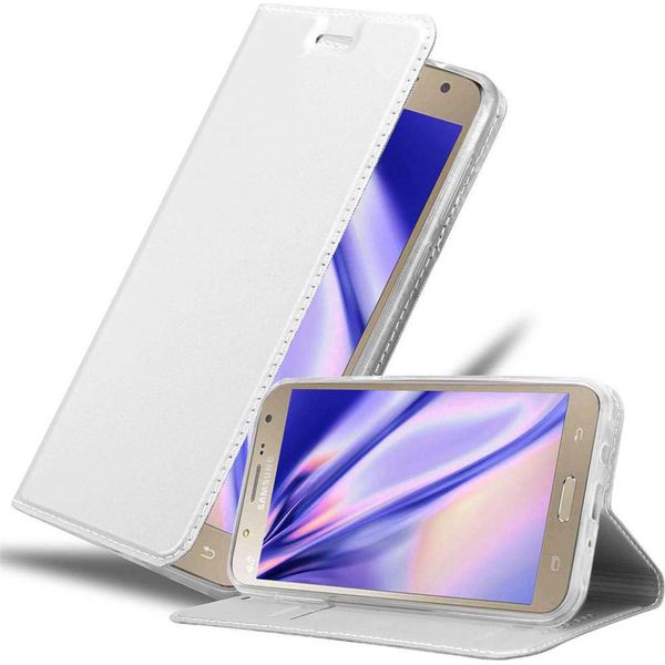 Cadorabo Custodia Per Cellulare Per Samsung Galaxy J7 2015 Custodia Protettiva In Argento Cover Etui Book Case Booklet-image