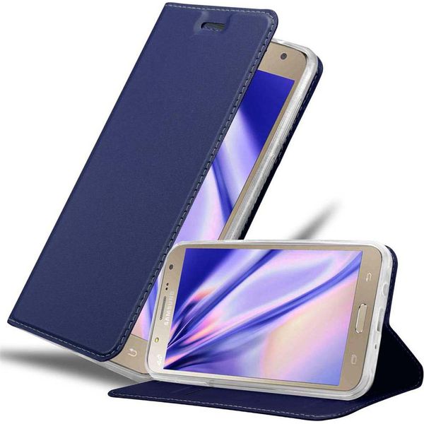 Cadorabo Custodia Per Cellulare Per Samsung Galaxy J7 2015 Custodia Protettiva In Blu Cover Etui Book Case Booklet-image