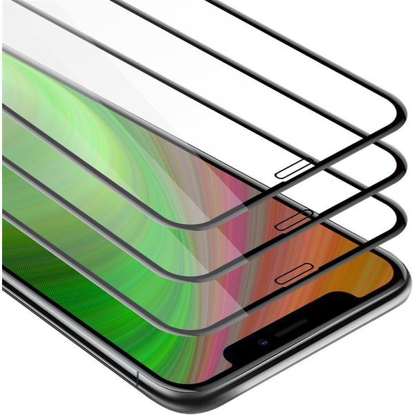 Cadorabo 3X Pellicola Blindata A Schermo Intero Per Apple Iphone X / Xs Pellicola Protettiva In Vetro Temperato Nero Screen Protector-image