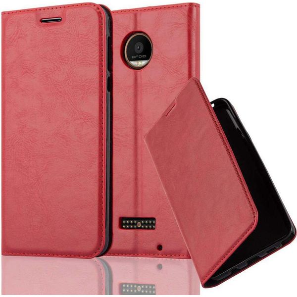 Cadorabo Custodia Per Motorola Moto Z Force Custodia Protettiva In Rosso Custodia Per Cellulare Custodia Cover Chiusura Magnetica-image