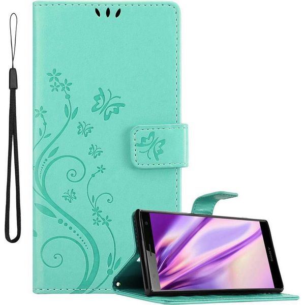 Cadorabo Cover Per Sony Xperia XZ2 Cover Protettiva In Turchese Cover Protettiva Cover Telefono Cellulare Cover Fiori Custodia Fiore-image