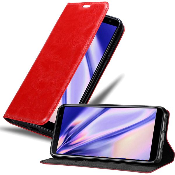 Cadorabo Custodia Per Samsung Galaxy J6 Plus Custodia Protettiva In Rosso Custodia Per Cellulare Cover Chiusura Magnetica-image
