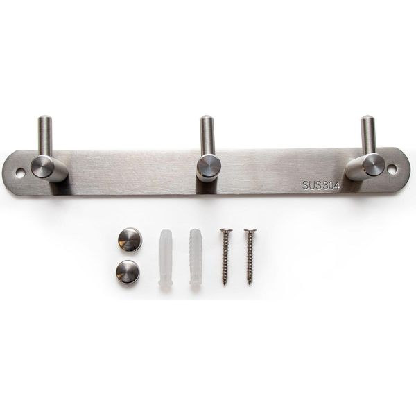Intirilife Appendiabiti In Acciaio Inox Modello B - 3 Ganci - Appendiabiti Appendiabiti Appendiabiti In 5 Diversi Design-image