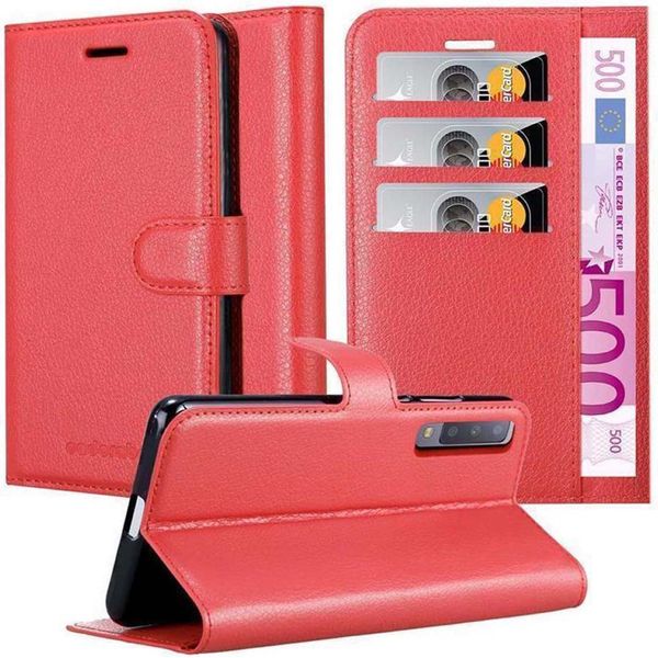 Cadorabo Custodia Per Samsung Galaxy A7 2018 Custodia Protettiva In Rosso Custodia Per Cellulare Cover Chiusura Magnetica-image