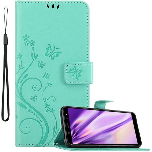 Cadorabo Cover Per Samsung Galaxy A6 2018 Cover Protettiva In Turchese Cover Protettiva Cover Per Cellulare Custodia Fiori Custodia Fiori-image