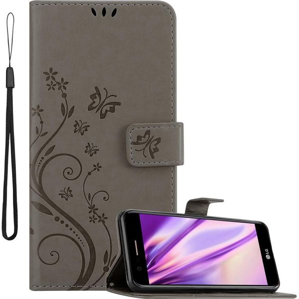 Cadorabo Cover Per Lg K10 2018 / K11 / K11 Plus Cover Protettiva In Grigio Cover Protettiva Cover Telefono Cellulare Cover Custodia Fiori Fiore-image