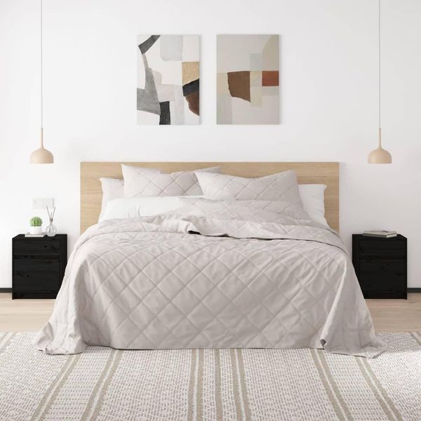 Vidaxl Comodini 2 Pezzi Neri 40X31X50 Cm In Legno Di Pino Massiccio-image