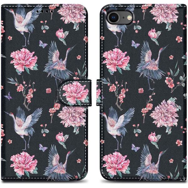 Cadorabo Custodia Protettiva Per Apple Iphone 7 / 7S / 8 / Se 2020 Case Design Nero Custodia Per Cellulare Custodia Protettiva Custodia Magnetica-image