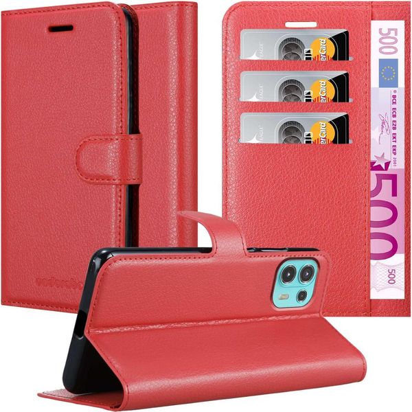 Cadorabo Custodia Per Motorola Edge 20 Lite / Fusion Cover Protettiva In Rosso Custodia Per Cellulare Cover Chiusura Magnetica-image