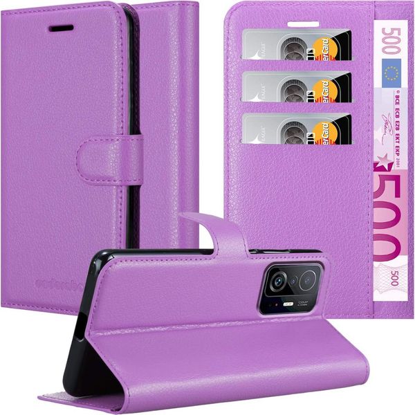 Cadorabo Custodia Per Xiaomi 11T / 11T Pro Cover Protettiva In Viola Custodia Per Cellulare Cover Chiusura Magnetica-image