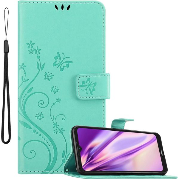 Cadorabo Cover Per Nokia C21 Cover Protettiva In Turchese Cover Protettiva Cover Per Telefono Cellulare Cover Fiori Custodia Fiore-image