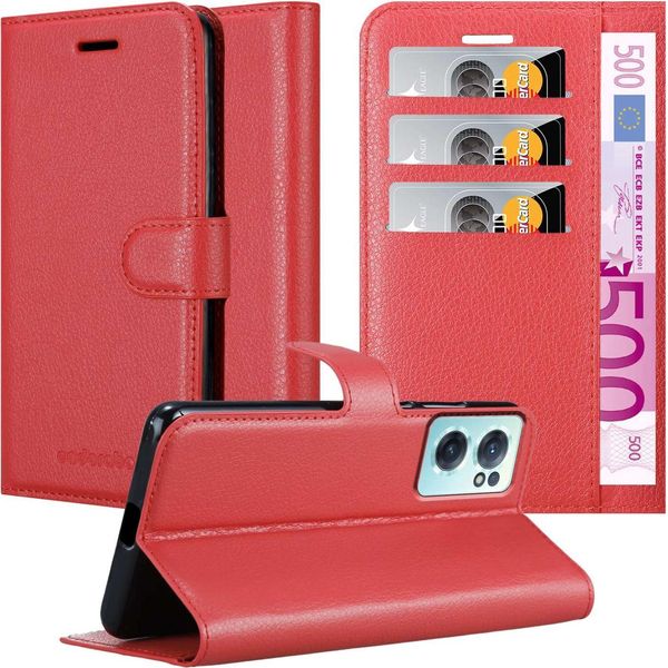 Cadorabo Custodia Per Oneplus Nord Ce 2 5G Custodia Protettiva In Rosso Custodia Per Cellulare Custodia Cover Chiusura Magnetica-image