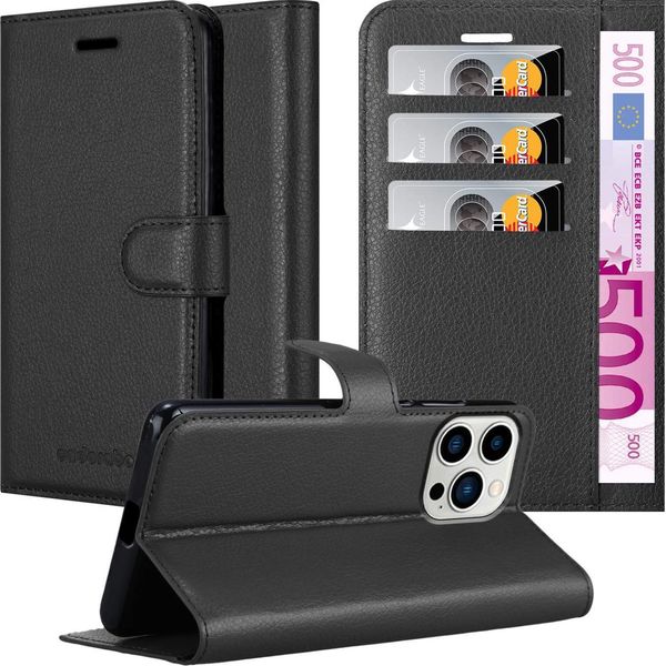 Cadorabo Custodia Per Apple Iphone 14 Pro Custodia Protettiva In Nero Custodia Per Cellulare Custodia Cover Chiusura Magnetica-image