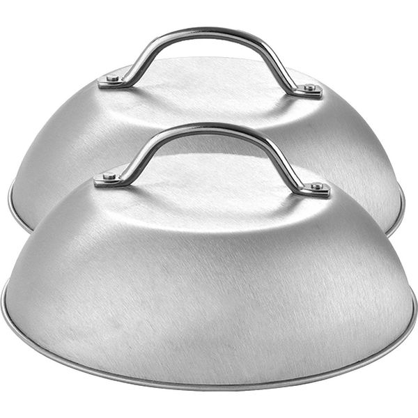 Intirilife 2X Campana Di Fusione A Cupola In Acciaio Inox In Argento - Per Arrostire Meglio La Carne, Cuocere A Vapore Le Verdure E Fondere Il Formaggio-image