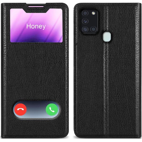Cadorabo Custodia Protettiva Per Samsung Galaxy A21S Cover In Nero Custodia Del Telefono Cellulare Book Case Cover Etui-image