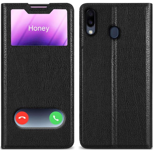 Cadorabo Custodia Protettiva Per Samsung Galaxy M20 Cover In Nero Custodia Del Telefono Cellulare Libro Custodia Cover Etui-image